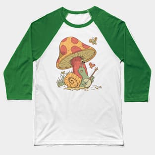 Funny Cute Banjo Playing Snail Cottagecore design Baseball T-Shirt